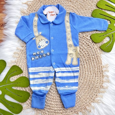 Macacão com Pés Reversíveis - Meu Amigo - Azul Bebê